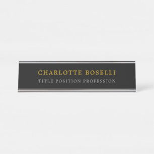 Porte-nom Pour Bureau Couleur minimaliste classique professionnelle Noir