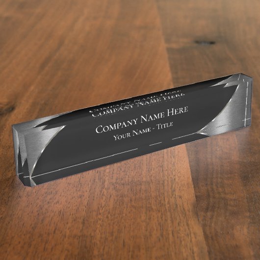 Porte-nom Pour Bureau Couleur Noir Et Argent (Taille)