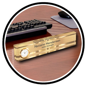 Porte-nom Pour Bureau Couleur Or Cadeau Exécutif Classique