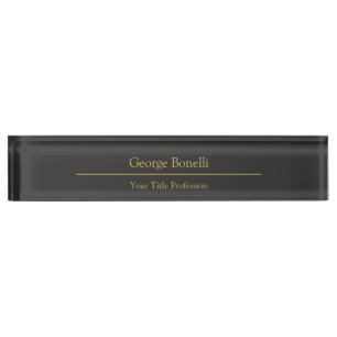Porte-nom Pour Bureau Couleur or gris classique Personnaliser personnell