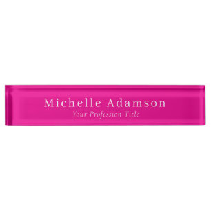Porte-nom Pour Bureau Couleur rose chaud Professionnel Plat Moderne