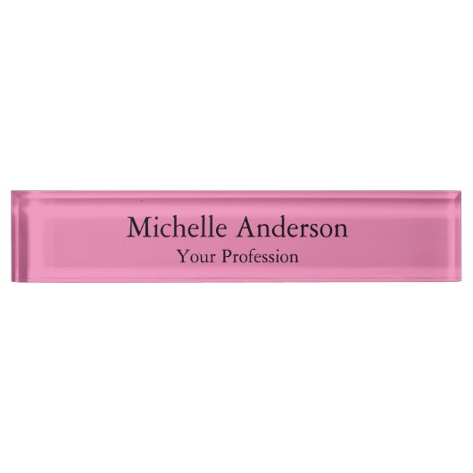 Porte-nom Pour Bureau Couleur rose Professionnel Moderne Plain (Devant)