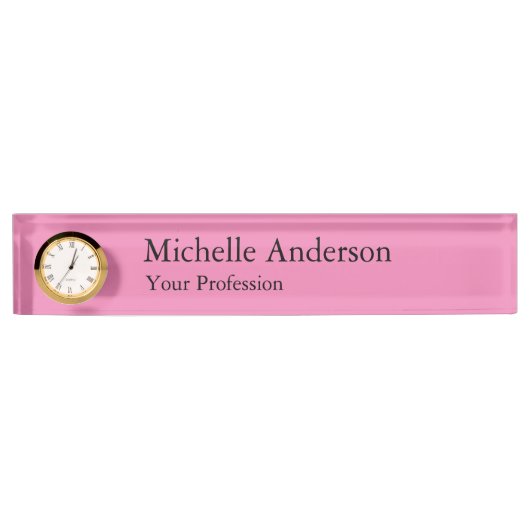 Porte-nom Pour Bureau Couleur rose Professionnel Moderne Plain (Devant)