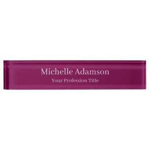 Porte-nom Pour Bureau Couleur Vin Professionnel Plat Moderne