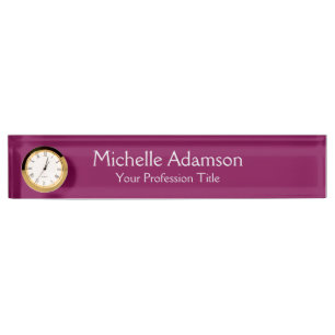 Porte-nom Pour Bureau Couleur Vin Professionnel Plat Moderne