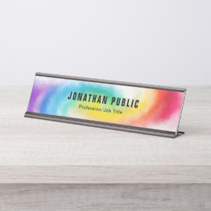 Porte-nom Pour Bureau Couleurs arc-en-ciel bleu jaune vert bleu rouge po