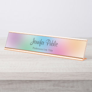 Porte-nom Pour Bureau Couleurs arc-en-ciel Modèle Rose or élégant modern