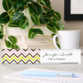 Porte-nom Pour Bureau Couleurs aztèques - motif de zigzag chic de