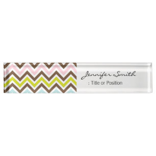 Porte-nom Pour Bureau Couleurs aztèques - motif de zigzag chic de