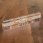 Porte-nom Pour Bureau Couleurs chaudes Trippy Art Fractal moderne Texte (Taille)