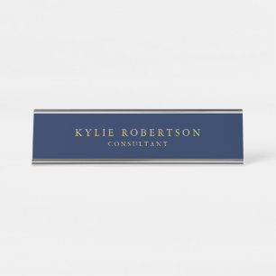 Porte-nom Pour Bureau Couleurs d'or bleu professionnel tendance moderne
