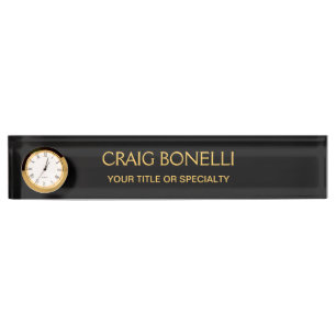 Porte-nom Pour Bureau Couleurs noires d'or clair minimaliste moderne