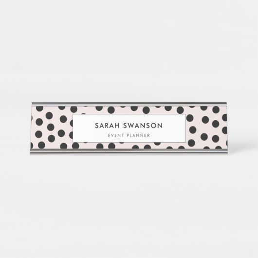 Porte-nom Pour Bureau Couleurs personnalisables Pois (Devant)