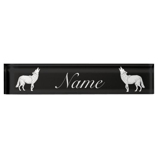 Porte-nom Pour Bureau Coyote Howling Thunder_Cove (Devant)