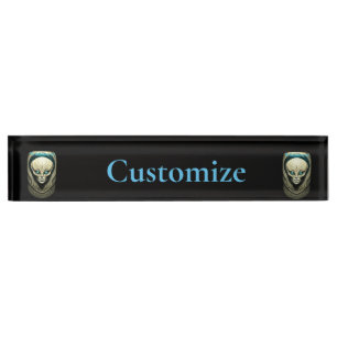 Porte-nom Pour Bureau Crâne Alien Tête Thunder_Cove