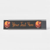 Porte-nom Pour Bureau Crâne d'Halloween et Citrouille (Devant)