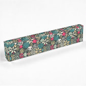 Porte-nom Pour Bureau Crâne en fleurs