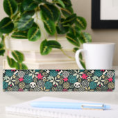 Porte-nom Pour Bureau Crâne en fleurs