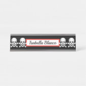 Porte-nom Pour Bureau Crânes Et Traverses (Devant)