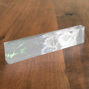 Porte-nom Pour Bureau Cristaux blancs dans l'espace noir