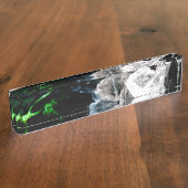 Porte-nom Pour Bureau Cristaux blancs dans l'espace noir (Taille)