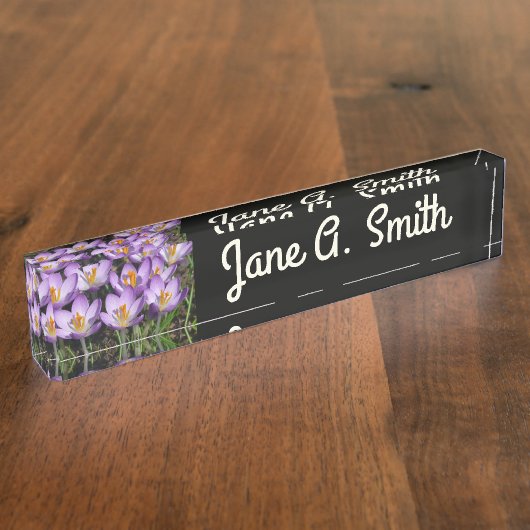 Porte-nom Pour Bureau Crocus violets ensoleillés (Taille)