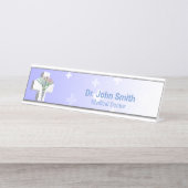 Porte-nom Pour Bureau Croix-Blanche de Caduceus Médicale en 3D (Devant)