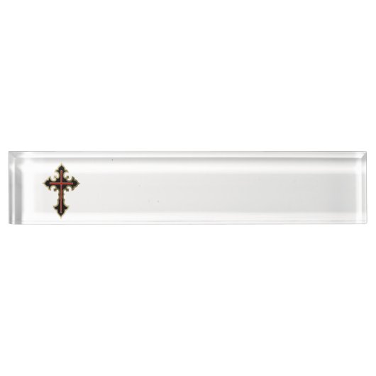 Porte-nom Pour Bureau Croix chrétienne (Devant)