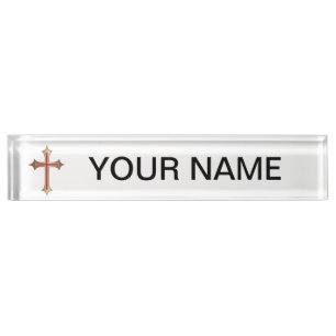 Porte-nom Pour Bureau Croix chrétienne