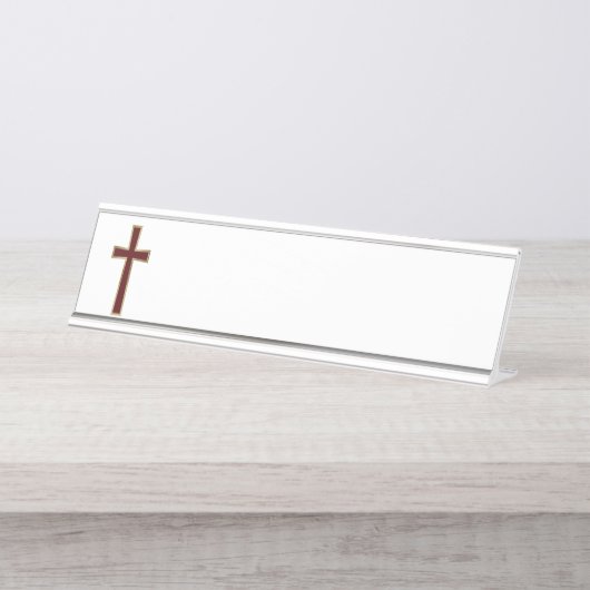 Porte-nom Pour Bureau Croix chrétienne (Devant)
