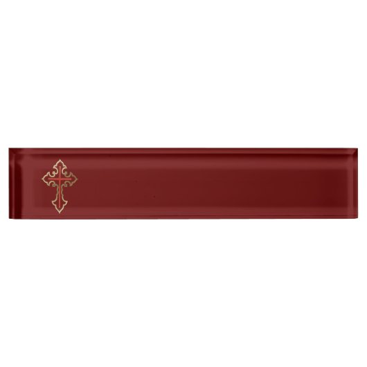 Porte-nom Pour Bureau Croix chrétienne (Devant)