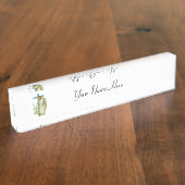 Porte-nom Pour Bureau Croix chrétienne fleurie bleue (Taille)