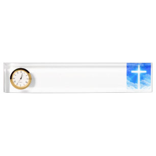 Porte-nom Pour Bureau Croix de chrétien personnalisable de Jésus-Chris