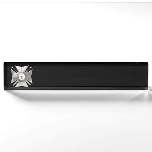 Porte-nom Pour Bureau Croix maçonnique (Devant)