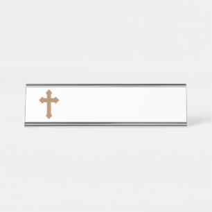 Porte-nom Pour Bureau Croix religieuse
