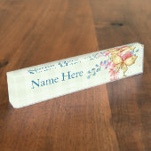 Porte-nom Pour Bureau Cru de papillon floral (Taille)