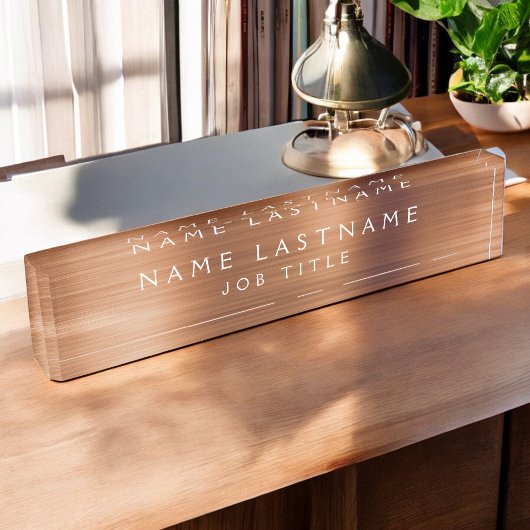 Porte-nom Pour Bureau Cuivre Métallurgique Pétrole Moderne