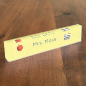 Porte-nom Pour Bureau Custom Back to School Teacher Rouge Pomme jaune (Taille)