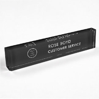Porte-nom Pour Bureau Custom Corporate Business Logo Black Acrylic Desk