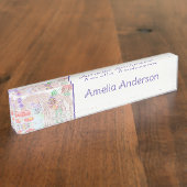 Porte-nom Pour Bureau Custom Kids Artwork, deux mignonnes souris, fleurs (Taille)