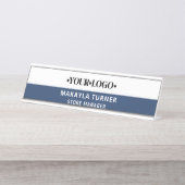 Porte-nom Pour Bureau Custom Logo Blue (Devant)