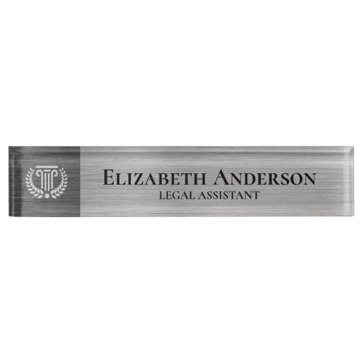 Porte-nom Pour Bureau Custom Logo Professional Executive Silver (Devant)