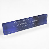 Porte-nom Pour Bureau Custom Navy Blue Elegant Professionnel