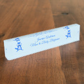 Porte-nom Pour Bureau Cute Blue Baby Boy Fox Custom (Taille)