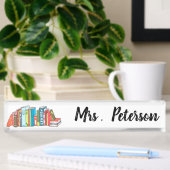 Porte-nom Pour Bureau Cute Book Stack Professeur Personnalisé
