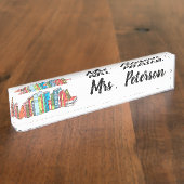 Porte-nom Pour Bureau Cute Book Stack Professeur Personnalisé (Taille)