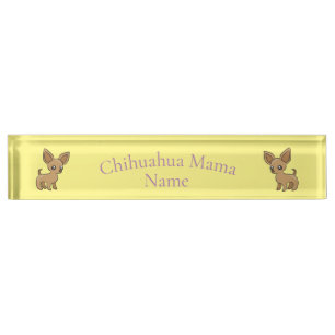 Porte-nom Pour Bureau Cute Chihuahua Mama Art Thunder_Cove