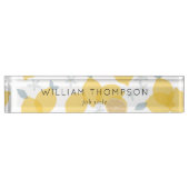 Porte-nom Pour Bureau Cute Elegant Moderne Pastel Citrus Lemons Motif (Devant)