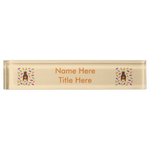 Porte-nom Pour Bureau Cute Halloween Rat et Citrouille Custom