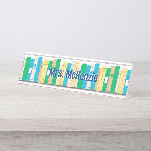 Porte-nom Pour Bureau Cute Livres Anglais Enseignant (Devant)